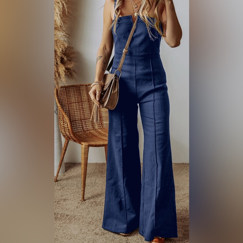 Elegant Denim Navy Jumpsuit